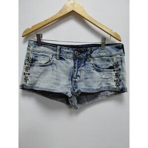 American Eagle Outfitters Distressed Denim Shorts Solid Pockets Size 6